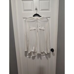 Bulotus‎ Top Women 2X Long Sleeve Blouse Roll Up Sleeve 1/4 Zip Blue New